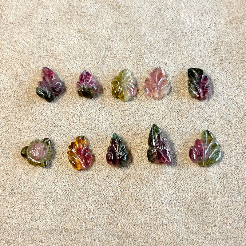 Tourmaline (Watermelon) Carved Leaves