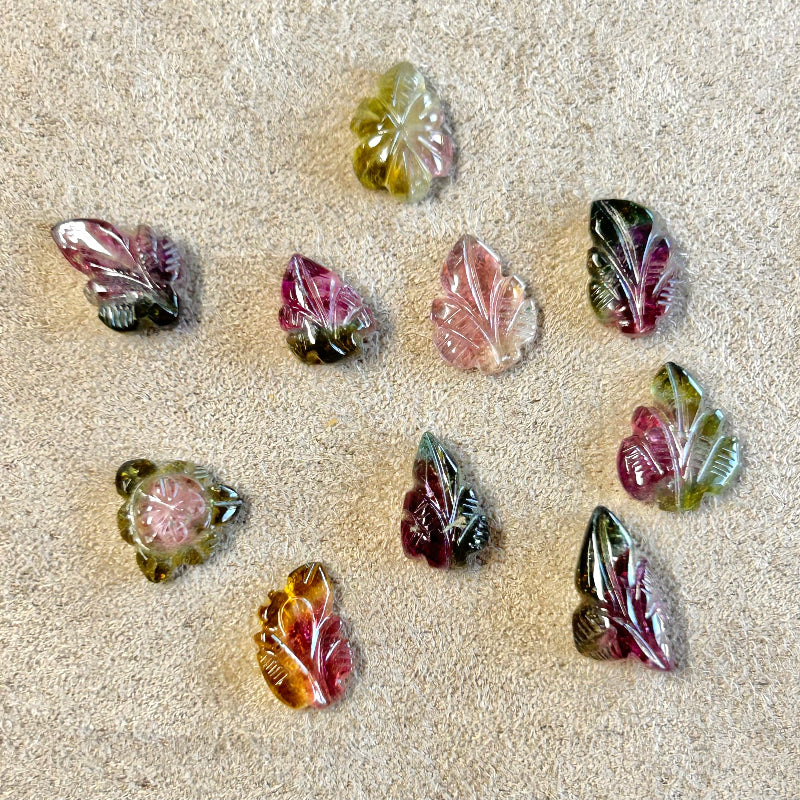 Tourmaline (Watermelon) Carved Leaves