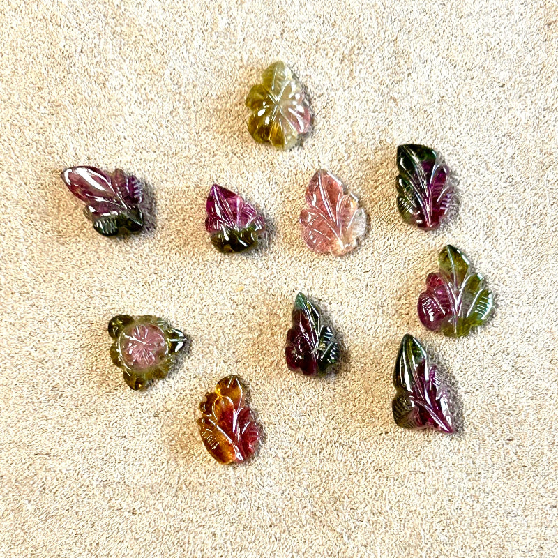 Tourmaline (Watermelon) Carved Leaves