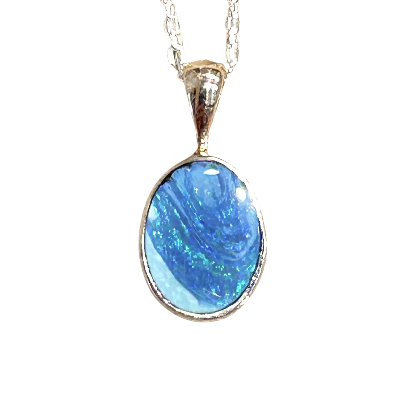 Opal (Australian) in Sterling Silver Pendant and Chain