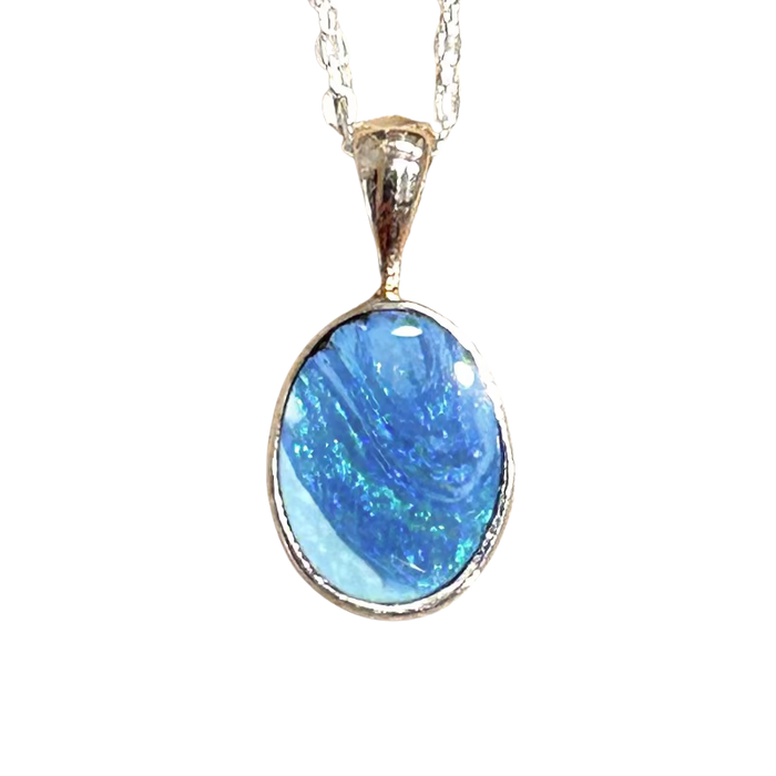 Opal (Australian) in Sterling Silver Pendant and Chain