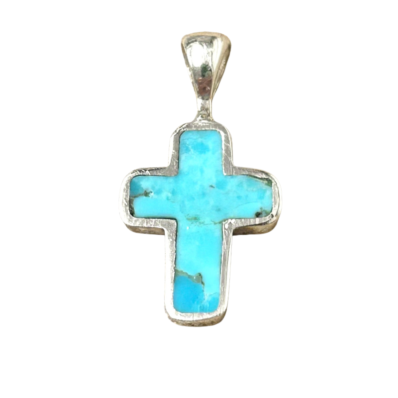 Turquoise and Sterling Silver Cross Pendant