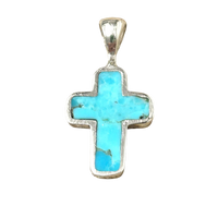 Turquoise and Sterling Silver Cross Pendant