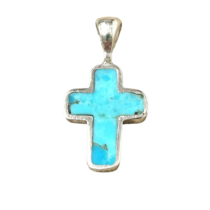 Turquoise and Sterling Silver Cross Pendant
