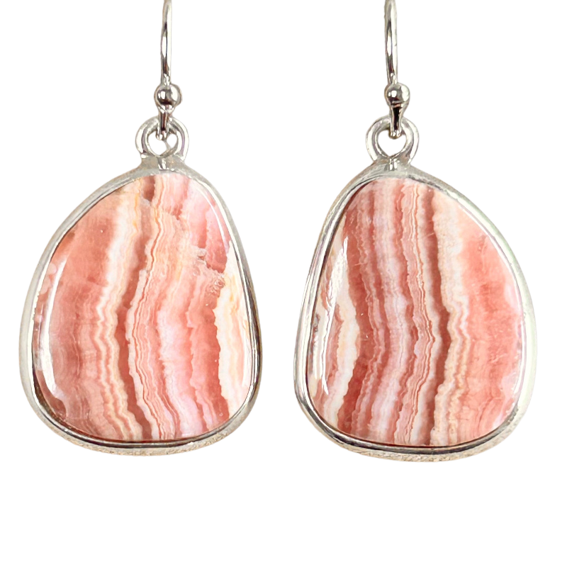Rhodochrosite and Sterling Silver Earrings