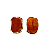 Tiger Eye Bezel Post Earrings
