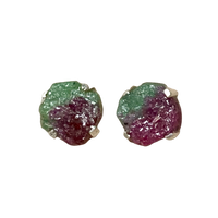 Ruby in Zoisite Rough Post Earrings
