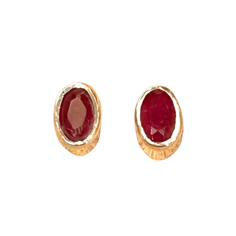 Ruby Faceted Stud Earrings