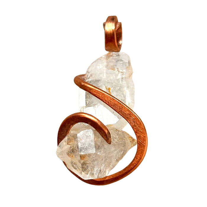 Quartz (Faden) and Copper Wire-Wrapped Pendant