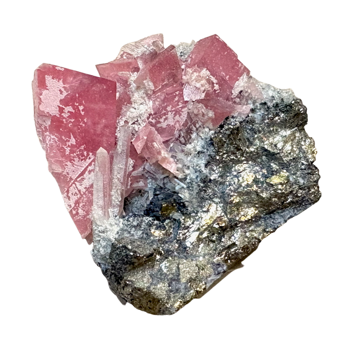Rhodochrosite with quartz, pyrite & sphalerite (Colorado)