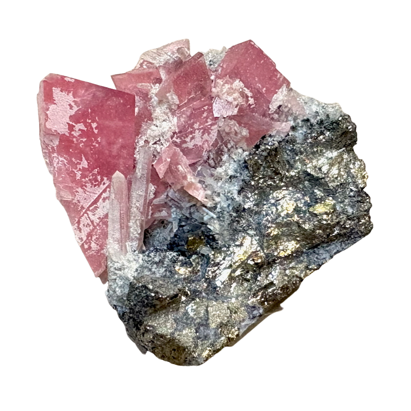 Rhodochrosite with quartz, pyrite & sphalerite (Colorado)