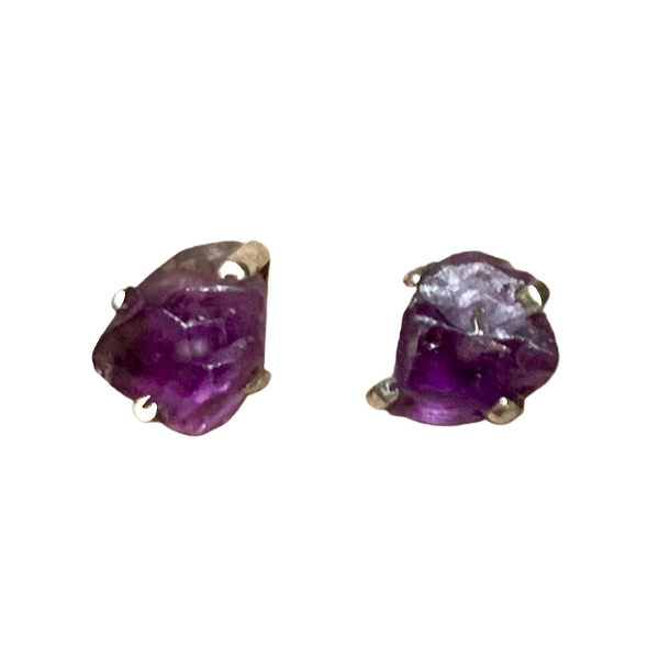 Amethyst Rough Post Earrings