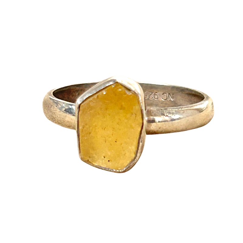 Libyan Desert Glass and Sterling Silver Ring (Size 9)