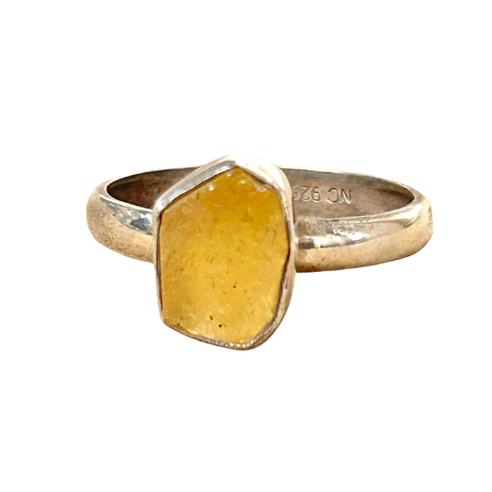 Libyan Desert Glass and Sterling Silver Ring (Size 9)