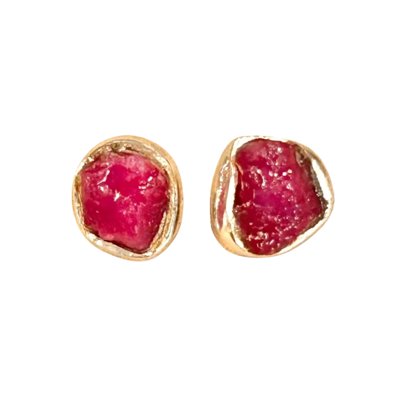 Ruby Rough Stud Earrings