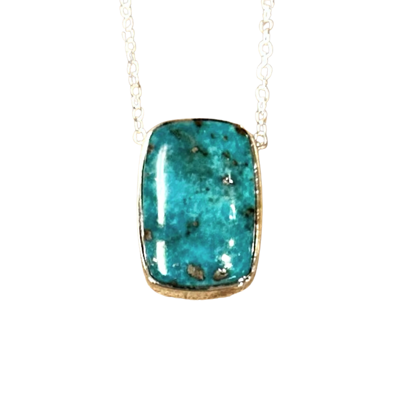 Turquoise and Sterling Silver Pendant and Chain