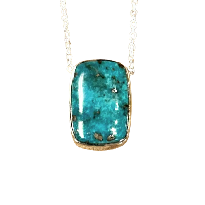 Turquoise and Sterling Silver Pendant and Chain