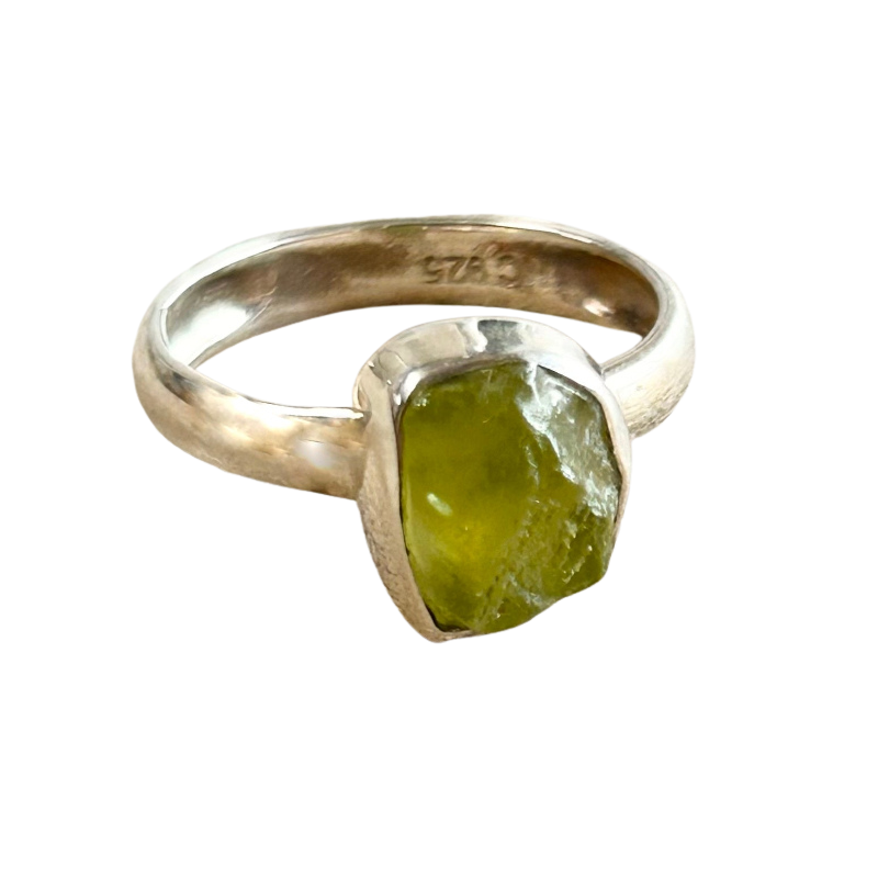 Peridot and Sterling Silver Ring (size 5)
