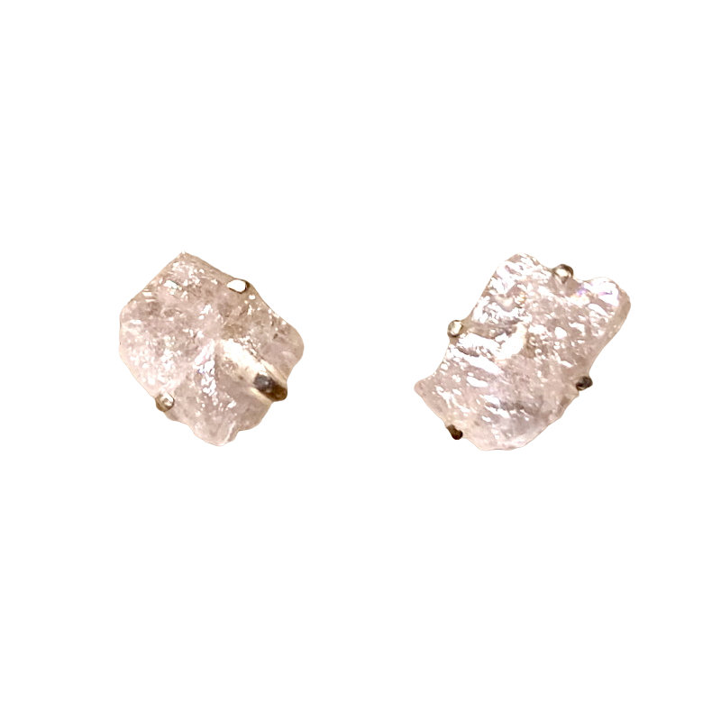 Morganite Rough Post Earrings