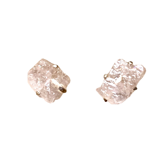 Morganite Rough Post Earrings
