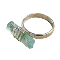 Aquamarine (Rough) Wrapped Ring (Size 8)