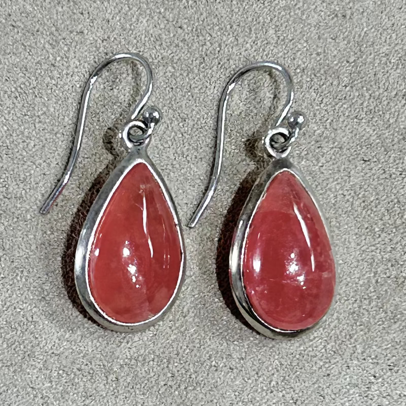 Rhodochrosite and Sterling Silver Earrings