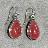 Rhodochrosite and Sterling Silver Earrings