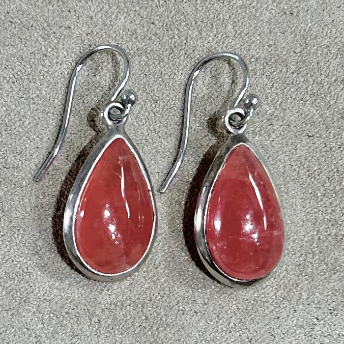 Rhodochrosite and Sterling Silver Earrings