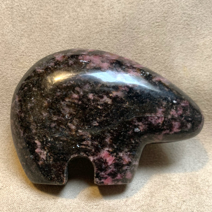 Rhodonite Bear Fetish Carving