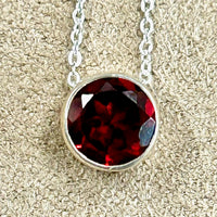 Garnet and Sterling Silver Slide Necklace