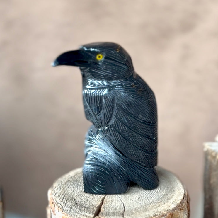 Raven Carving in Black Onyx