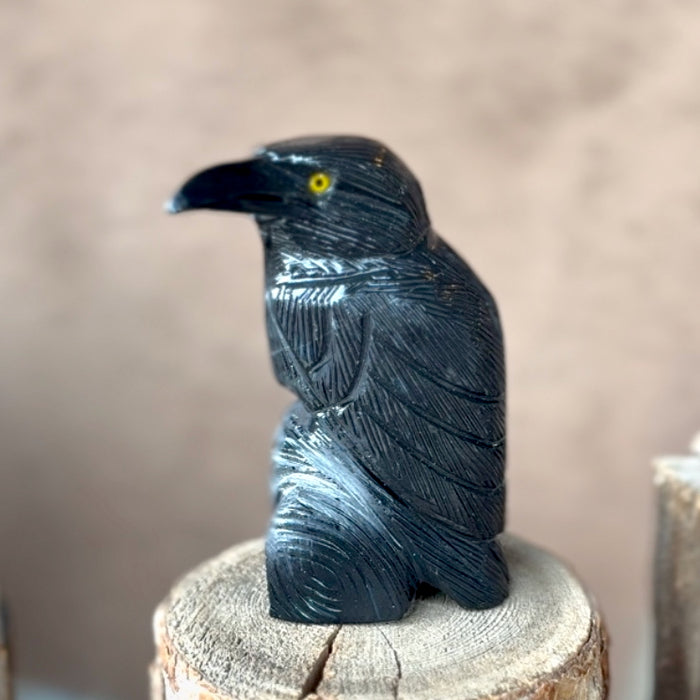 Raven Carving in Black Onyx