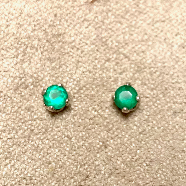 Green Onyx Faceted Stud Earrings