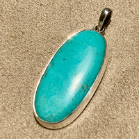 Turquoise and Sterling Silver Oval Pendant