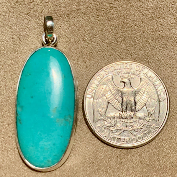 Turquoise and Sterling Silver Oval Pendant
