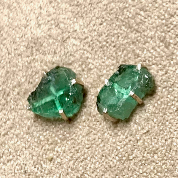 Emerald Rough Stud Earrings