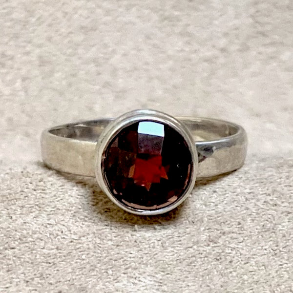 Garnet Faceted Ring (size 8)