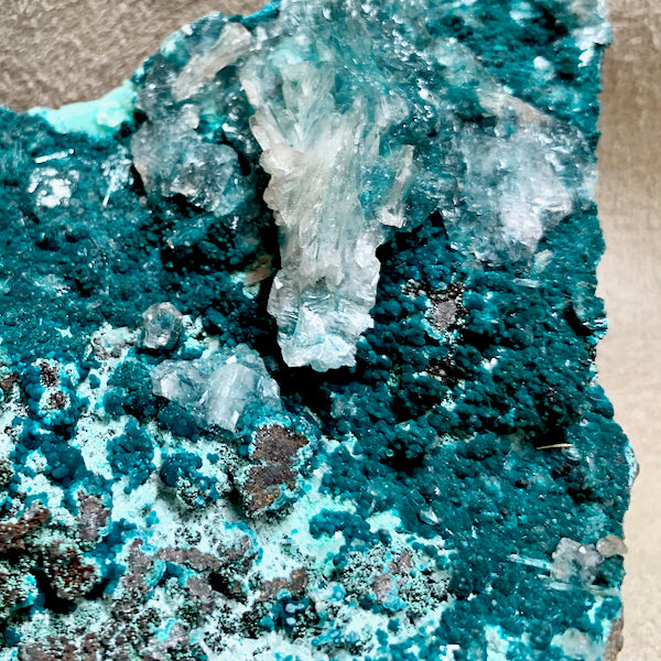 Rosasite, Gypsum and Goethite with Aurichalcite (Mexico)