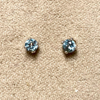 Swiss Blue Topaz Round Faceted Stud Earrings