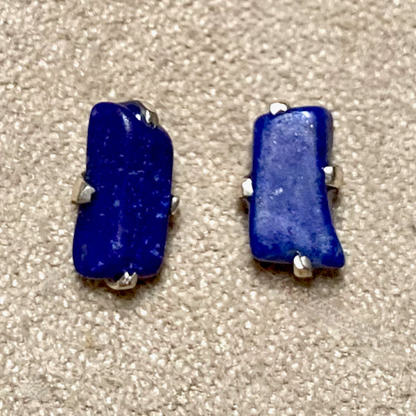Lapis Rough Post Earrings