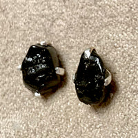 Black Tourmaline Rough Stud Earrings