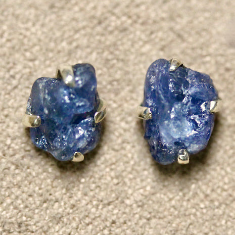 Sapphire Rough Stud Earrings