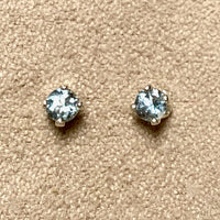 Aquamarine Round Faceted Stud Earrings