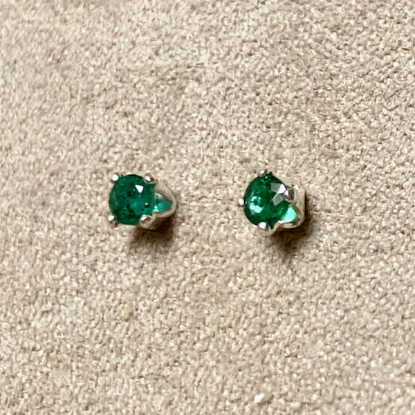Emerald Faceted Stud Earrings