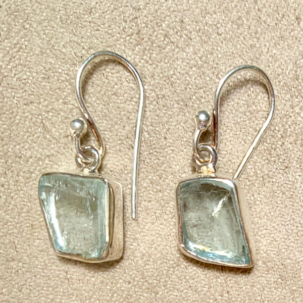 Aquamarine and Sterling Silver Dangle Earrings