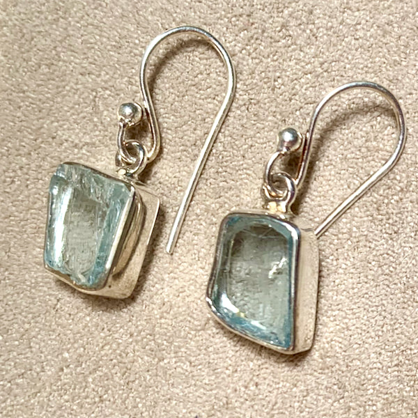 Aquamarine and Sterling Silver Dangle Earrings