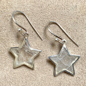 Rainbow Moonstone Star Earrings