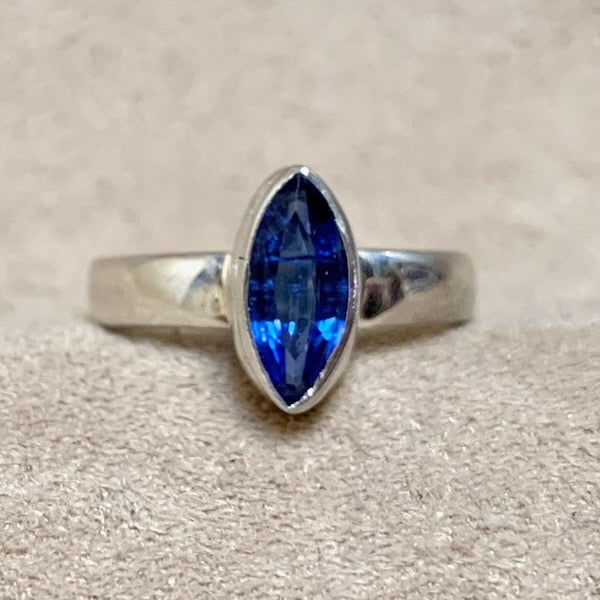 Kyanite Deep Blue Marquise Ring (size 6)