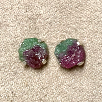 Ruby in Zoisite Rough Post Earrings