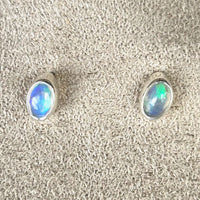 Opal Oval Post Earrings (Bezel-set)